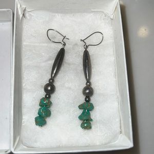 Sterling Green Stone Earrings